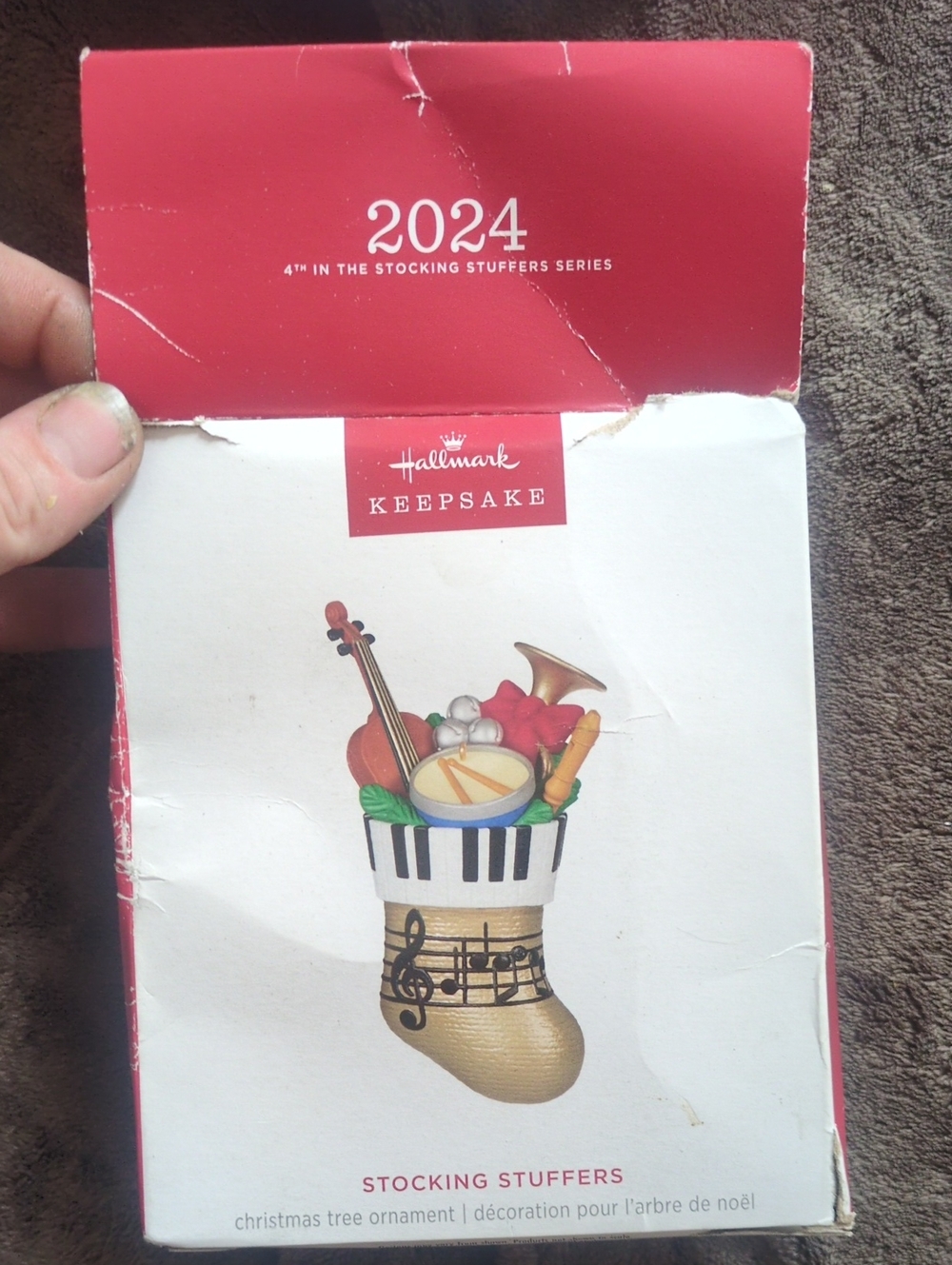 Hallmark Keepsake Musical Stocking Ornament - Red, White, Gold, Black